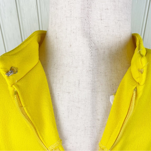 Vintage 60s 70s Puritan Young Forever Yellow Blue Floral Hostess Long Maxi Dress - Picture 12 of 15